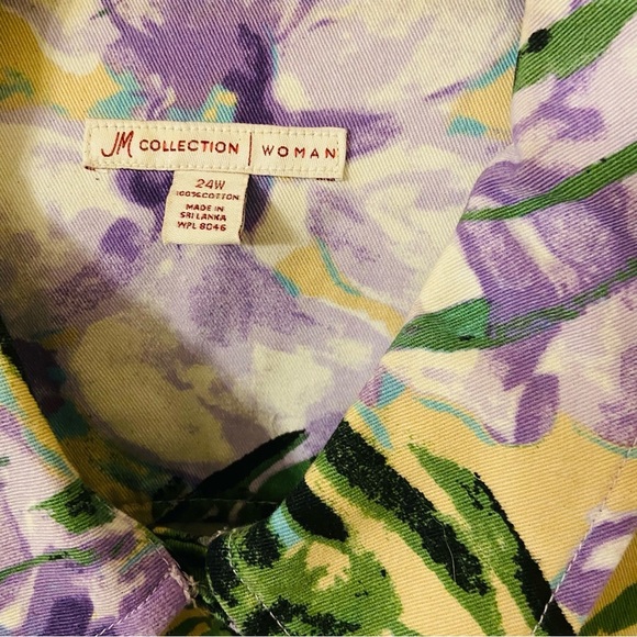 JM Collection Plus Size 24W Cotton 100% Long Sleeves Button Up Abstract Jacket - Picture 4 of 8